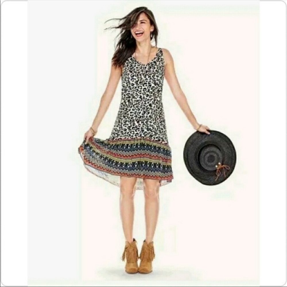 Cabi #5115 Safari Cheetah Print Ruffle Tank Dress